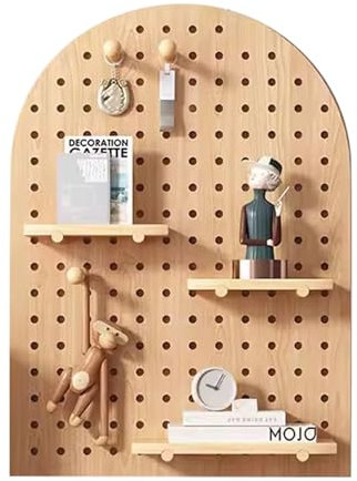 JXYQZD Pegboard Wall Organizer Panels, Peg Board Combination Kit, Hooks for Coat Key Bags, Wall Decorative Holder DIY Office Home Entrance Ornaments Display Holder(Natural,60 * 80cm)
