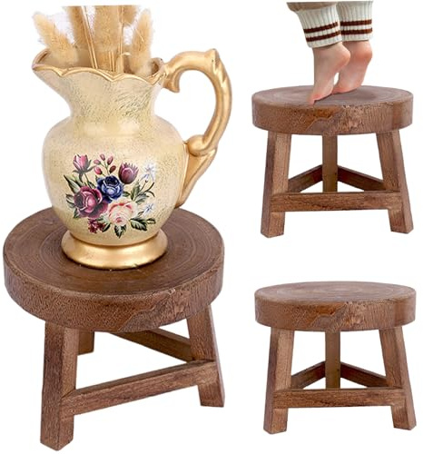 NASSMOSSE Pflanzenhocker, natürlicher Holzpflanzständer, 7 Zoll Kleiner runder Pflanzenständer, dekorativer Holzhocker für Pflanzen Succulents Bonsai Bürohaus