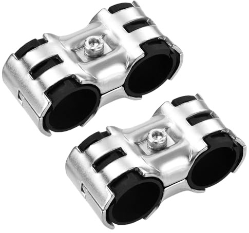 sourcing map 2 Sets Pipe Clamp Connector, 84 x 35mm End Rail Clamps Chain Link Fence Clamp Fit 1.1 (28mm) OD Pipe with Screw and Nuts, Silver