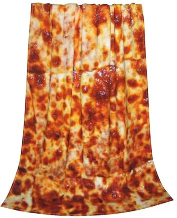 3MOG7Y1 Coperta in flanella calda e morbida con pizza e formaggio, coperta invernale per viaggi, ufficio e attività all'aperto (127 x 153 cm)
