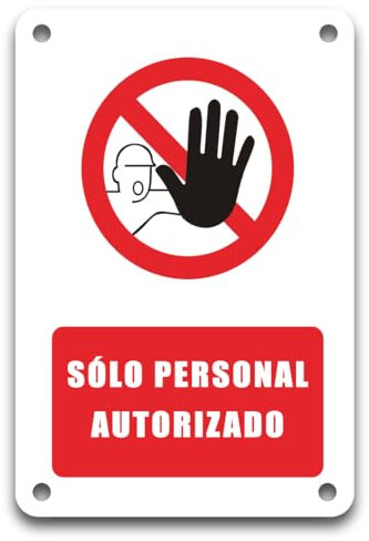 ITALMI | Cartel Prohibido el Paso – Señal de PVC 20x15 cm con Texto “Solo Personal Autorizado” – Placa de Seguridad para Oficinas, Naves, Almacenes y Zonas Restringidas