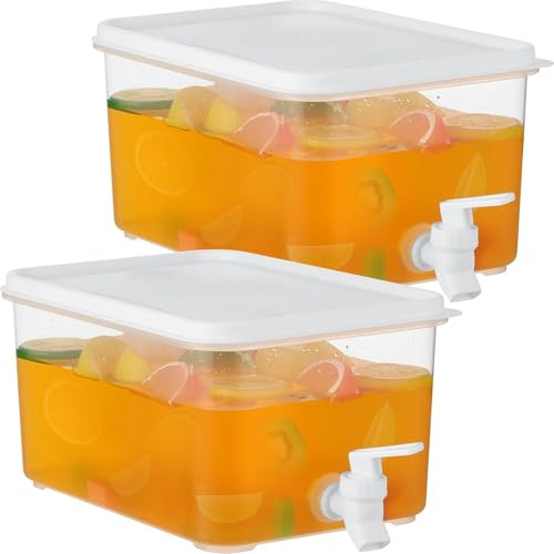 Taylor & Brown 2 Pack 5L Drinks Dispenser Milk Dispenser Fridge Water Dispenser with Tap Fridge Jug Drinks Chiller Large Dispenser for Milk Fruit Teapot with Faucet for Making Teas and Juices
