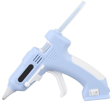 Schnurlose Heißkleberpistole, Hochtemperatur -Micro -Heißkleberpistole mit 10 Pcs 7 Mm Hoher Haftstäbe, Strenge Bindungen für Zuhause und Handwerk (BLUE)