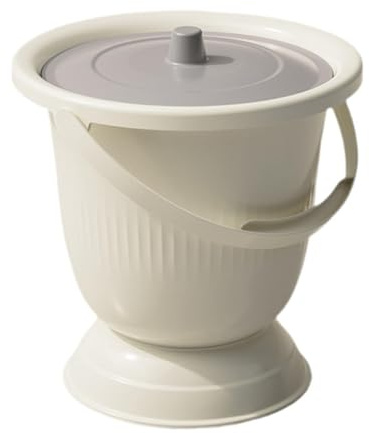 ChuYiElegance Orinal, Cubo, Inodoro, con Tapa, Urinario de Cabecera para Mujeres, Hombres Y Niños, Gris Blanco Crema