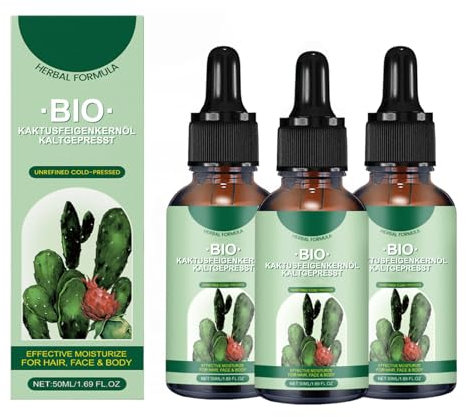 Kaktusfeigenkernöl Bio Kaltgepresst, Prickly Pear Seed Oil, Anti-Aging-Öl gegen Falten & Augenringe, Natürlich Kaltgepresstes Kaktusfeigenöl, zur Straffung Befeuchtung für Alle Hauttypen (3)