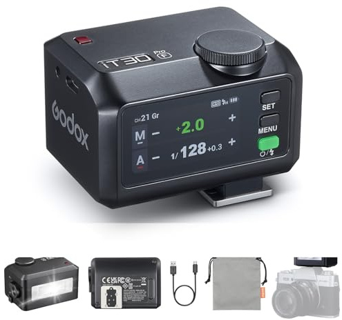 Godox iT30Pro F iT30Pro-F Flash for Fuji, 2.4G Mini Fujifilm Flash HSS 1/8000s, 560 Full Power Flashes, TTL Auto-Exposure, 2.8 Full-Color Touchscreen, Built-in Diffuser and Lithium Battery(Black)