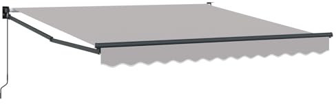 vidaXL Einziehbare Markise Hellgrau 350 x 250 cm Stoff, Verstellbares Sonnendach, modernes Balkonschattenspiel, wetterfeste Markisen, UV-Schutz, Outdoor-Sonnenschutz