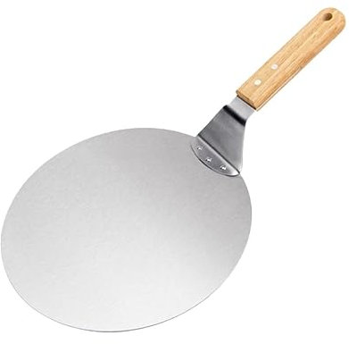 ZSREYFNB Pelle Pizza Pelle à Pizza en acier inoxydable 10 pouces 12 pouces, manche rond en bois, pelle à gâteau épaissie, transfert de gâteau, cuisson de cuisine Pelle A Pizza(12 inches)