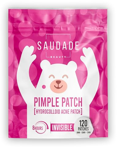 Pimple Patches von Saudade Beauty – unsichtbare hydrokolloide Pflaster gegen Akne, Pickel und Mitesser, schnelle Wirkung, 8 Stunden, 120 Pflaster gegen Unreinheiten in 3 praktischen Größen