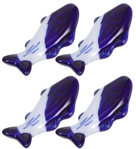 PartyKindom 4pcs Ceramic Kawaii Fish Shaped Pen Holder Brush Rest for Desk Organizer Novelty Calligraphy Writing Brush Rack