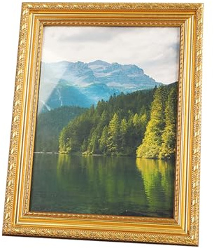 Generisch Bilderrahmen A4 Gold – Barock Bilderrahmen im Vintage Stil, Fotorahmen 33.5×24.5cm Aus Kunststoff Mit Glas, Für Wand Oder Tisch, Klassisch Dekorativ Für Zuhause Oder Büro