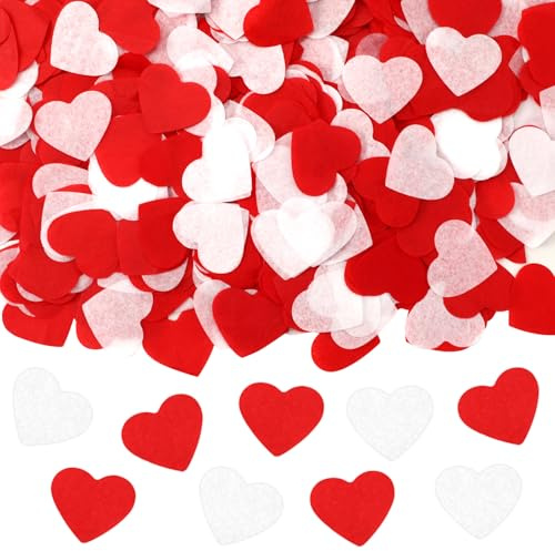 MARFOREVER Red and White Heart Confetti, Valentine's Day Paper Confetti Romantic Love Heart Shaped Paper Sprinkles Table Scatter for Valentines Day Wedding Birthday Engagement Party Decorations