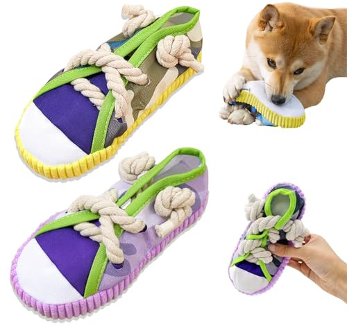 BSITSSS 2 Pezzi Giochi per Cani, Scarpe Designs Cane Giocattolo Peluche, Carino Giocattoli per Cani di Piccola Taglia Cuccioli Puppy Coccole Giocare Interattivo