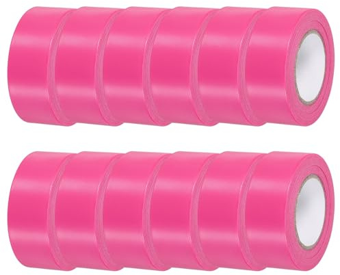 QUARKZMAN Cinta De Marcación, 12 Piezas Cinta De Marcado Plástica No Adhesiva Neon Para Topografía 1 Pulgada X 98 Pies Para Delimitación De Árboles Áreas Peligrosas Cinta De Marcado Rosa