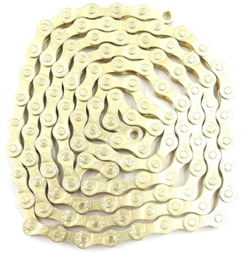 Gurtt Cykelkedja, 6/7/8 hastigheter, cykelkedja, guld, unisex, 1/2 x 3/32 tum, 116 länkar verktyg, kompatibel med BMX, MTB
