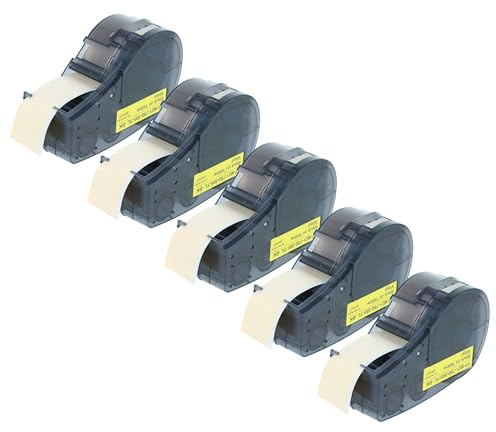 vhbw 5x Schriftband-Kassette Ersatz für Brady M21-750-595-YL für Etiketten-Drucker 6,4m x 19,05mm Schwarz auf Gelb, Kunststoff