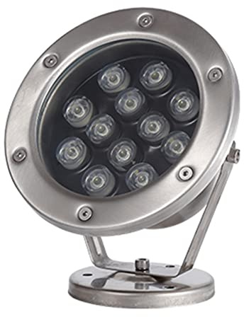 WZYJLyds Unterwasser-Teichscheinwerfer Niederspannungs-Brunnenbeleuchtung LED 12V Wasserdicht IP68 Rostfreier Stahl Unterwasserbeleuchtung für Pool, Springbrunnen, Teich(RGB,12W)