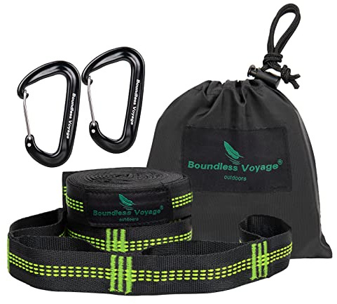 Boundless Voyage Camping Hängematte Zubehör Multifunktions Baum Hängegurte Kinder Swing Seil Halten 200 KG 10 Ringe Hängemattengurte 2 Pack(BV1027-Grün)