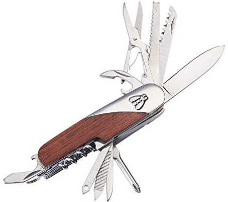 LAGUIOLE - Multifunktionsmesser - Palisandergriff - 11 Funktionen - Mit Ledertasche - - braun