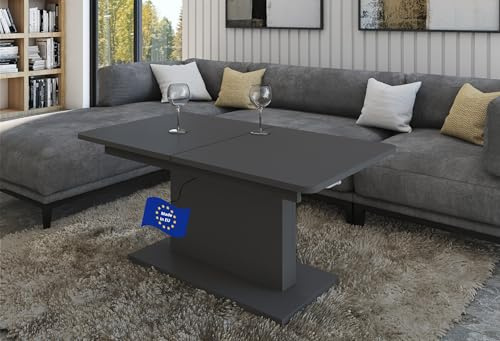 designimpex DC-1 Couchtisch ausziehbar höhenverstellbar 126/168cm in Anthrazit matt modern vielseitig Wohnzimmertisch Esstisch Beistelltisch Sofatisch platzsparend hochwertig Wohnzimmer Coffee Table
