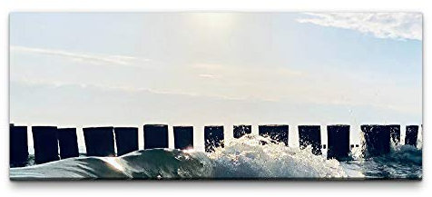 Paul Sinus Art Ivi König Wandbild 100x40cm Welle Meer Sonne Baumsäulen Steg Dekorativ Kunstvoll