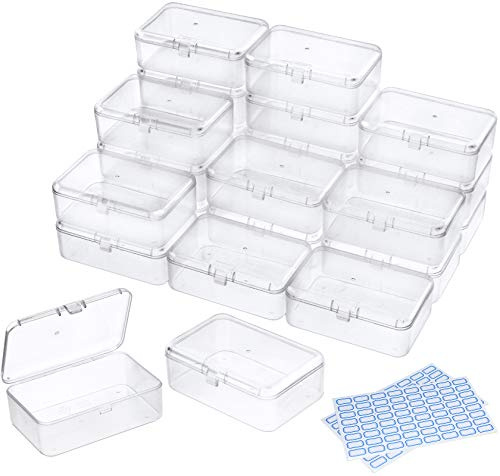 DUOFIRE Sortierboxen für Kleinteile, 24 Stück, 9 x 6 x 3,2 cm | Box aus transparentem Kunststoff Kleine Box mit Deckel Aufbewahrungsbehälter für Perlen, Handwerk, Schmuck