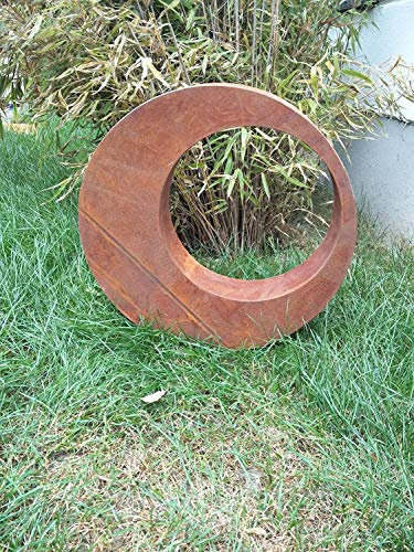 Zen Man Escultura de jardín oxidada, de metal, figura de jardín, símbolo de la suerte, decoración de jardín, 44 x 44 x 8 cm, 029961