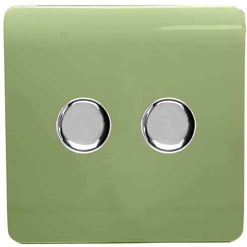 Trendi Artistic Modern Glossy Tactile 2 Gang 2 Way 120w LED Dimmer Switch Light Grey