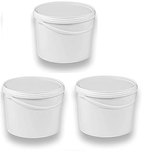 Silplast 3 x 10 Liter Eimer mit Deckel weiß 3 Stück, stapelbarerer Milch-/Vorratseimer, Honigeimer Kunststoffeimer Lebensmittelfreigabe, Lebensmittelechte Behälter, Leereimer für Mehl, Wassereimer