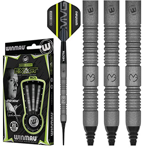 WINMAU MvG Exact 18 Gramm Profi Wolfram Softip Dartpfeile Set mit Flights und Schäfte