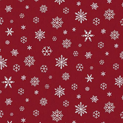 matches21 Tischläufer Orlando Weihnachten Schneeflocken Tischwäsche Polyester & Vinyl waschbar 1 STK 40x150 cm - rot weiß