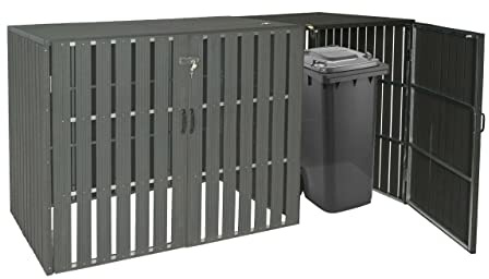 Mendler 1er WPC-Mülltonnenverkleidung Erweiterung HWC-J28 - anthrazit | Mülltonnenbox, Metall, Holzoptik
