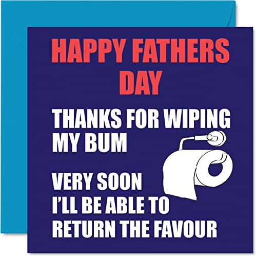 Stuff4 Lustige Vatertagskarten für Papa, Bum Wipe | Witz Happy Vatertagskarte für Vater von Sohn, Tochter, Vater, Geburtstag, Geschenk, 145 mm x 145 mm, Vatertagsgrußkarten