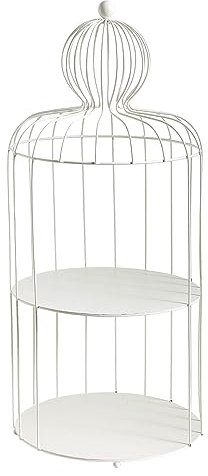 Deco Woerner Deko Metall-Vogelkäfig-Regal weiß matt lackiert 90 cm hoch 4 mm Eisendraht
