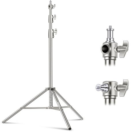NEEWER 2.8m Support de Lumière en Acier Inoxydable,Trépied de Photographie Robuste à Coussin à Ressort avec Adaptateur à Vis Universel 1/4 à 3/8 pour Stroboscope,Lampe Vidéo LED,Monolight,Softbox