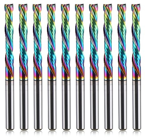 EU_HOZLY DLC-Beschichtung, UP-Down-Schnitt, 2 Flöten, Spiralkarbid-Fräswerkzeug, CNC-Fräser, Kompression, Holzschaftfräser, 3.175mm Schaft, 3.175mm Schneiddurchmesser, 22 mm CEL