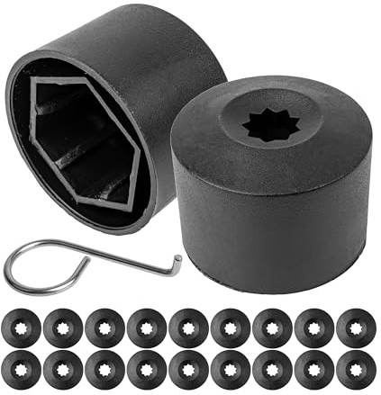 Your Day Mate Juego de Tapones para Tornillos y Tuercas de Rueda, 21 Piezas, para Tornillos y Tuercas hexagonales de 17 mm, Agujero para Tornillos de llanta de Ø 31 mm mín.