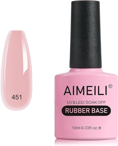 AIMEILI Rubber Base Gel Soak Off UV LED Rubber Base Coat Nägel Unterlack Gel Nagellack Maniküre 10ml (451) | Rubber Base Color, Nagel Stärker Gel, Selbstnivellierender UV Gellack, Gel für Dünne Nägel, Gel für Brüchige Nägel