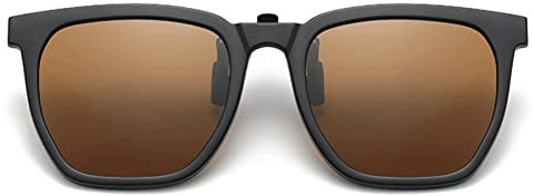 FF FRAZALA Clip On Polarized Sunglasses Over Prescription Glasses Men Women UV Protection TR90 Durable Frame (Brown)
