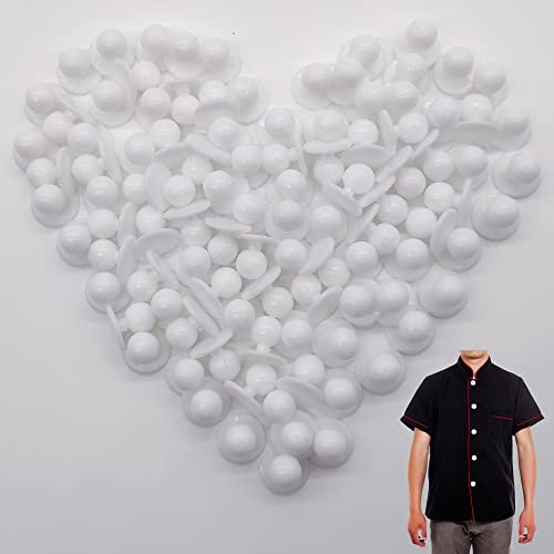 Hayaww 100 Pcs KnöPfe Kochjacke,KochjackenknöPfe KochknöPfe Hochwertige KochjackenknöPfe KugelknöPfe KnöPfe Set Kugelknopf-Kochjacken Profi KochknöPfe, 18 mm, FüR Kleidung, Schuhe, RöCke, AnzüGe(Weiß)