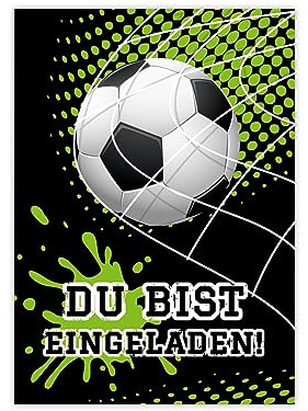 Minkocards 12 Einladungskarten zum Kindergeburtstag Junge Fussball Fußball Einladungen zum Geburtstag Kinder bunte Geburtstagseinladungen
