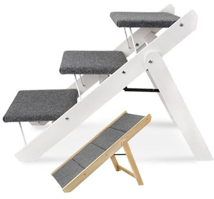 Hunderampe, Hundetreppe zum Bett, Treppe für Hunde zum Einsteigen ins Bett, für kleine, große alte Hunde, Katzen für hohe Betten, Auto, SUV, Sofa, Couch, faltbar, tragbar, Autorampen, Hunderampe