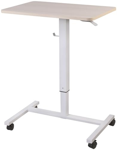 General Office Stehtisch: Hydraulisch höhenverstellbarer Lift-Schreibtisch mit Rollen, Holzoptik (Stehpult, PC-Tisch höhenverstellbar, Möbel)
