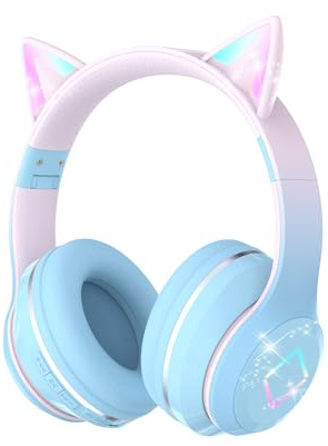 Xunpuls Casque Bluetooth pour Enfants sans Fil, Bluetooth 5.1 et Son stéréo, Pliable, Bandeau réglable, Casque pour Enfants avec Microphone Supra-auriculaire pour école/Tablette (Bleu)