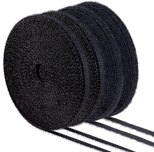 FINGERINSPIRE 2 Pairs 10m x 6mm Mini Sew On Hook and Loop Tape Sewing Type Without Adhesive Black Tiny Fastening Nylon Fabric Tape Micro Extremely Thin and Soft Hook and Loop Fasteners for DIY