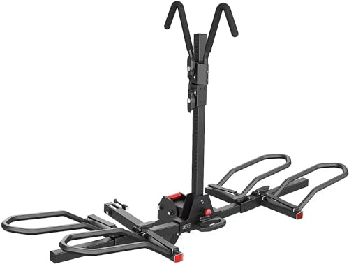 KYX Bike Rack for Car Hitch Mount for 2 Bikes Up to 160LBS Load, E-Bike Platform Rack Quick Tilt Release, Foldable, Anti-Wobble and Double Lock System Bicycle Car Rack for 2'' Receiver, SUV, RV