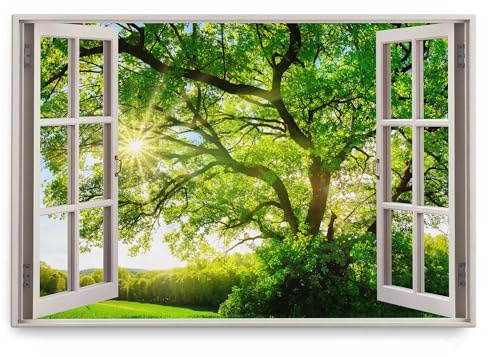 Paul Sinus Wandbild 120x80cm Fensterbild Grüne Baumkrone Baum Natur Landschaft Sommer
