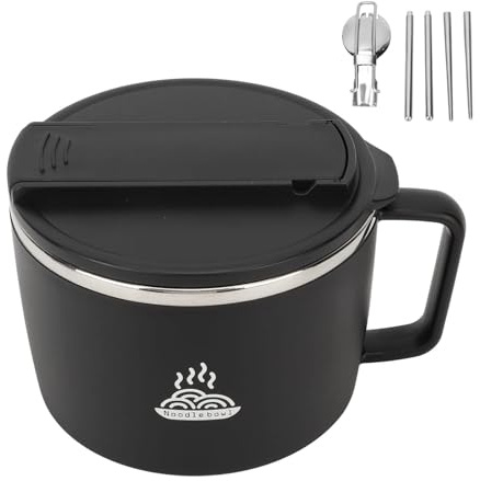 Ejoyous Cuenco de Fideos Instantáneos, Cuenco de Ramen de 1200 Ml con Tapa Tazón de sopa a Prueba de Fugas con Palillos Juego de Cuencos de Ramen para Ramen