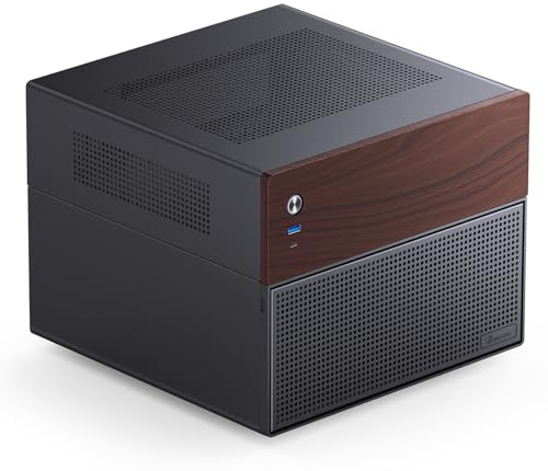 JONSBO N4 Black NAS PC Enclosure Walnut 8 Drive Bay / 6 x 3.5 HDD (4 Hot Swaps, 2 Non Hot Swap), 2 x 2.5 SSDs, Micro ATX/ITX Enclosure, USB 3.2Gen2Type-C, 1 x 120mm Fan Built-in,