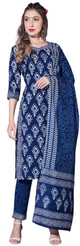 KULIA® Abito indiano Salwar Tradizionale Kurti con pantalone Set Abito etnico Bollywood Party Wear Designer Kurtis Set Collezione di nozze Abiti indiani Plain Kurti Set per ragazze Donne Regali